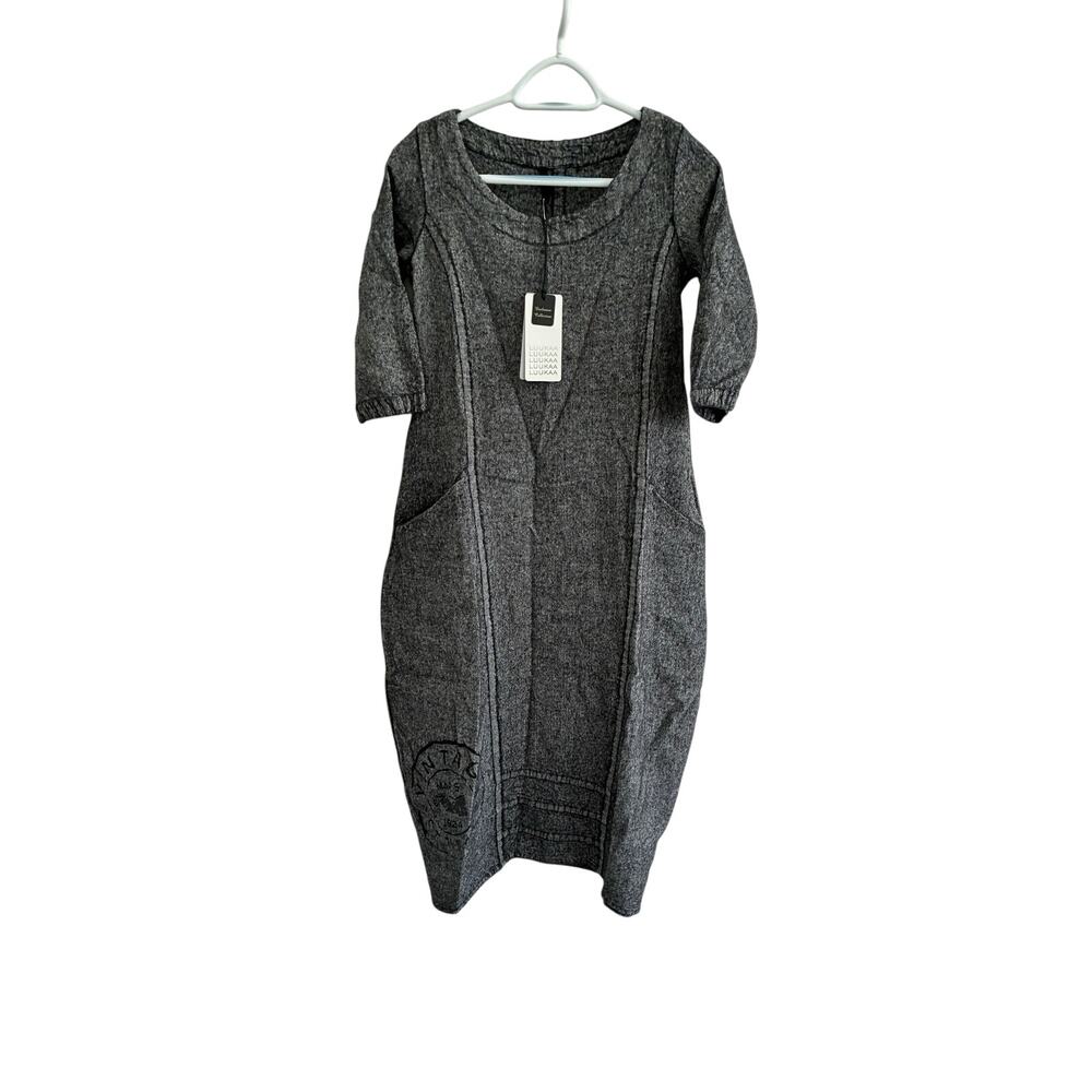 NWT Luukaa Dorris Linen Dress Size US 6/8  Lagenlook Hoho Minimalist Capsule